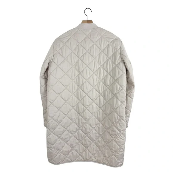 Massimo Dutti Longline Quilted Jacket Cream Sz S - Picture 8 of 14